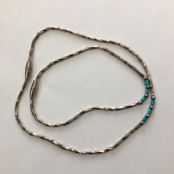 Zuni Turquoise silver bracelet & ankle chain set - Picture 2 of 7